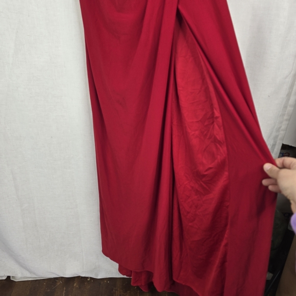 Ieena Mac Duggal Womens Size 2 Red Faux Wrap Stretchy Rhinestones Dress - Picture 2 of 16